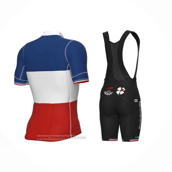 2023 Maillot Cyclisme Groupama-FDJ Champion France Bleu Blanc Rouge Manches Courtes et Cuissard